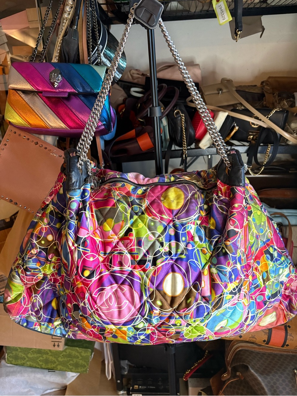 Chanel Multicolor Quilted Chain-Handle Shoulder Bag read description